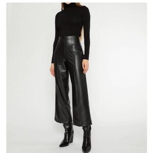 Ripley Rader Black Vegan Leather Straight Leg Crop Pants Size S